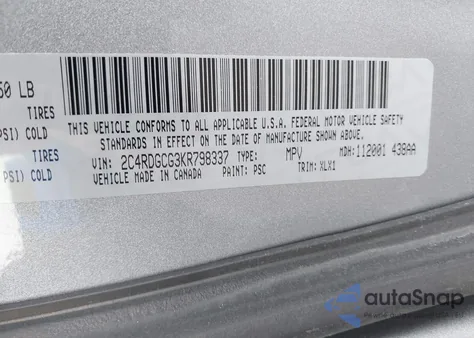 2019 Dodge Grand Caravan Sxt from USA, damaged, VIN 2C4RDGCG3KR798337